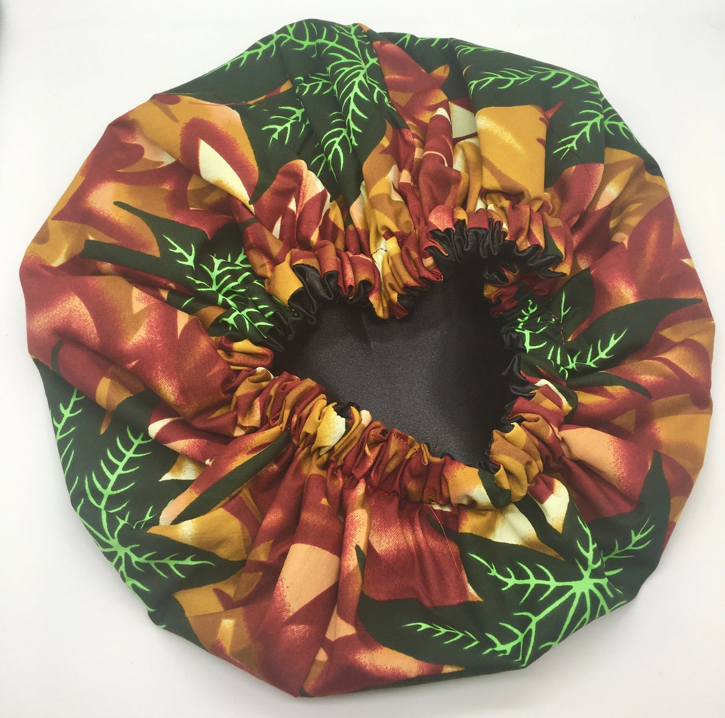 Medium Satin-Lined Bonnet: Leaf Print