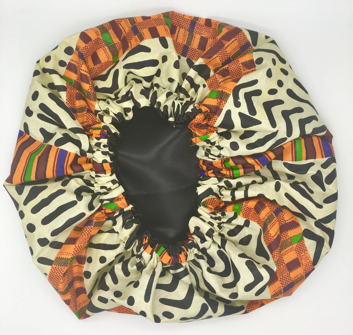 Medium Satin-Lined Bonnet: Multicolored African Print