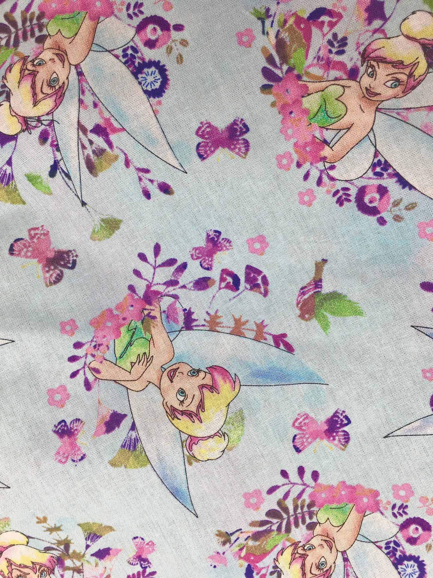 Kids Satin-Lined Bonnet: TinkerBell w/ Blue Background