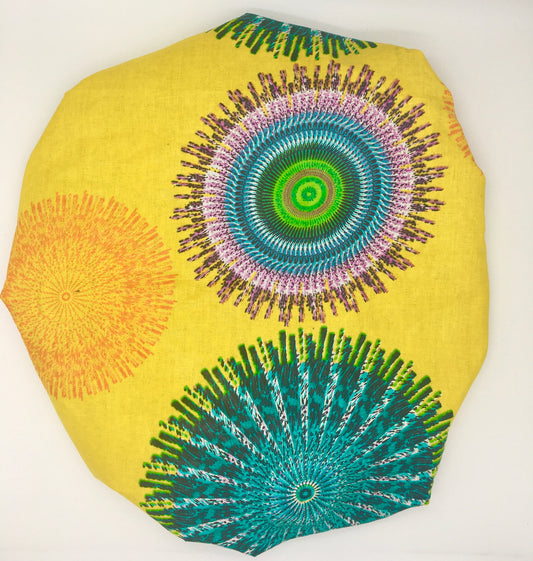 Medium Satin-Lined Bonnet: Yellow w/ Medallions