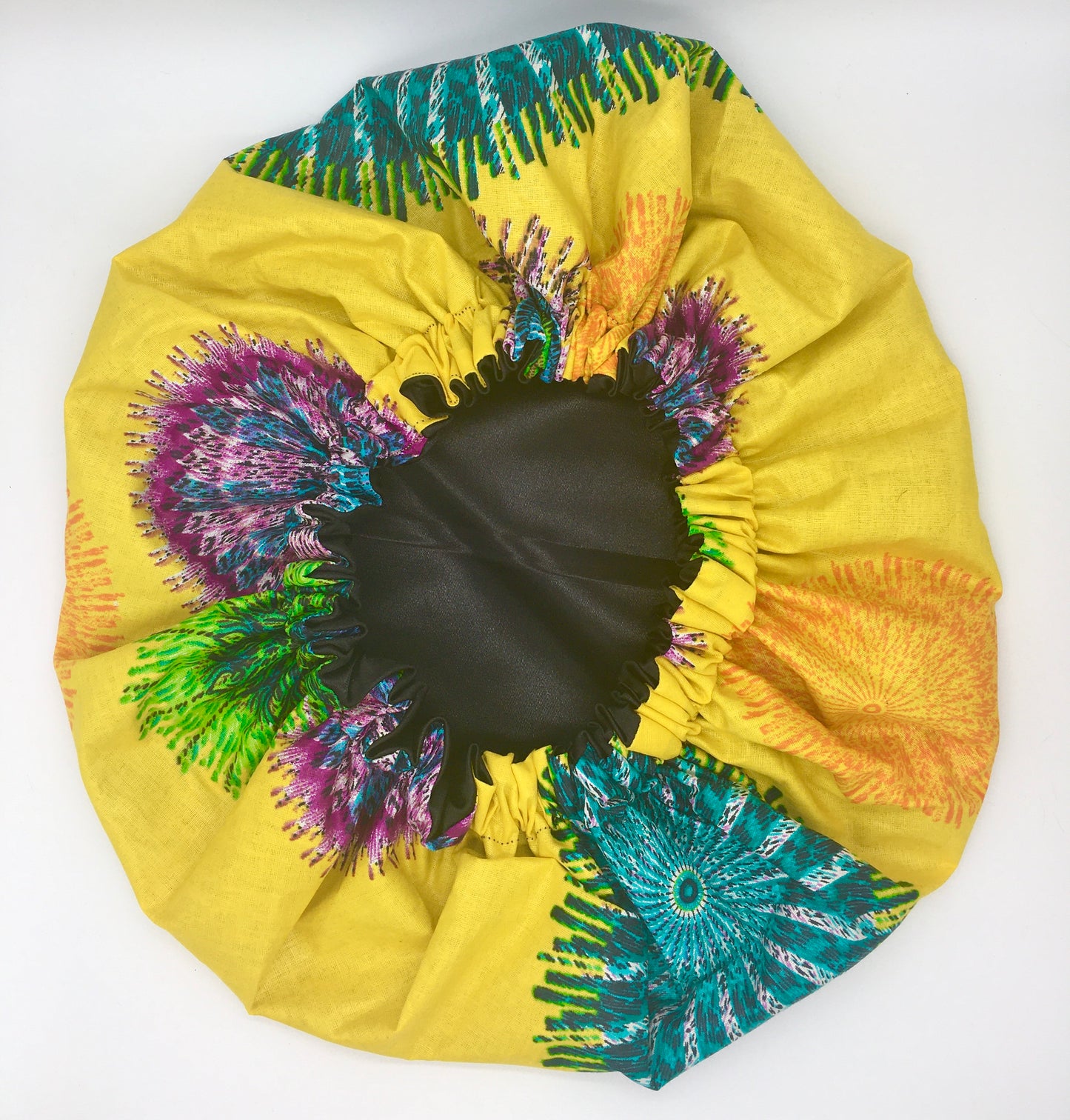 Medium Satin-Lined Bonnet: Yellow w/ Medallions