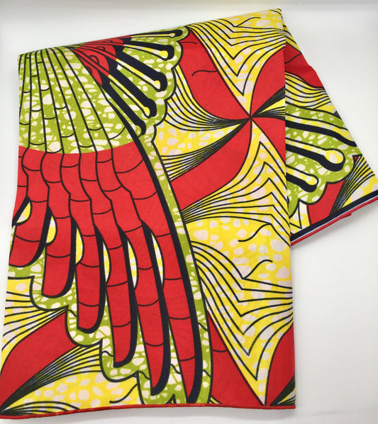 Head Wrap: Red, Lime Green, Yellow, and Black