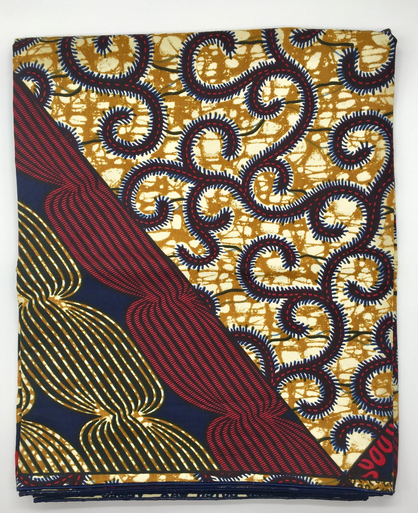 Head Wrap: Gold, Navy Blue, and Red