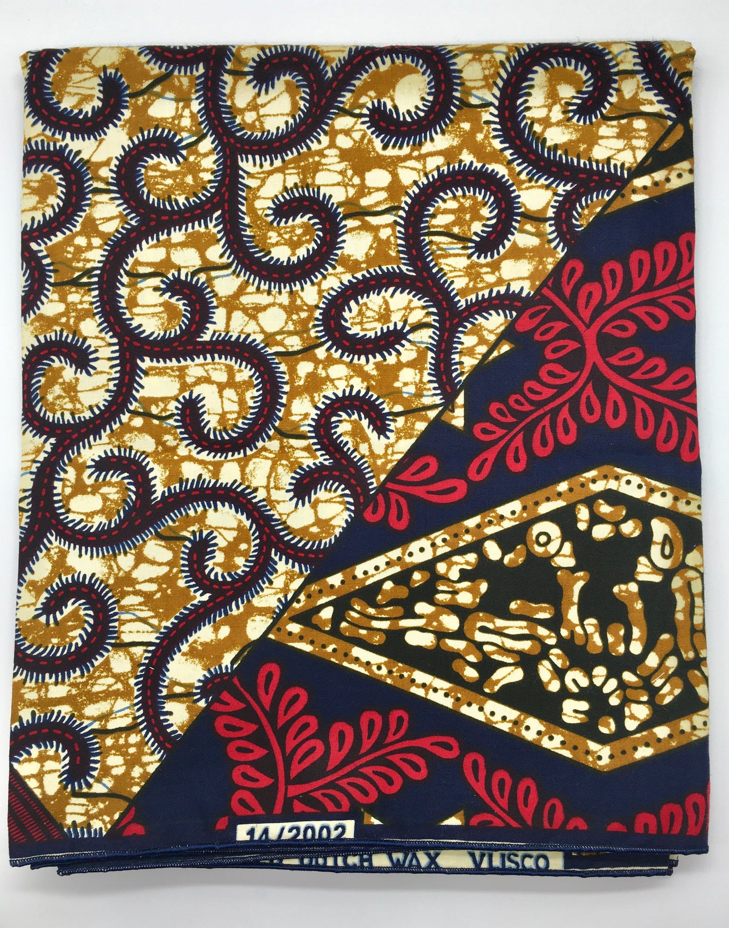 Head Wrap: Gold, Navy Blue, and Red