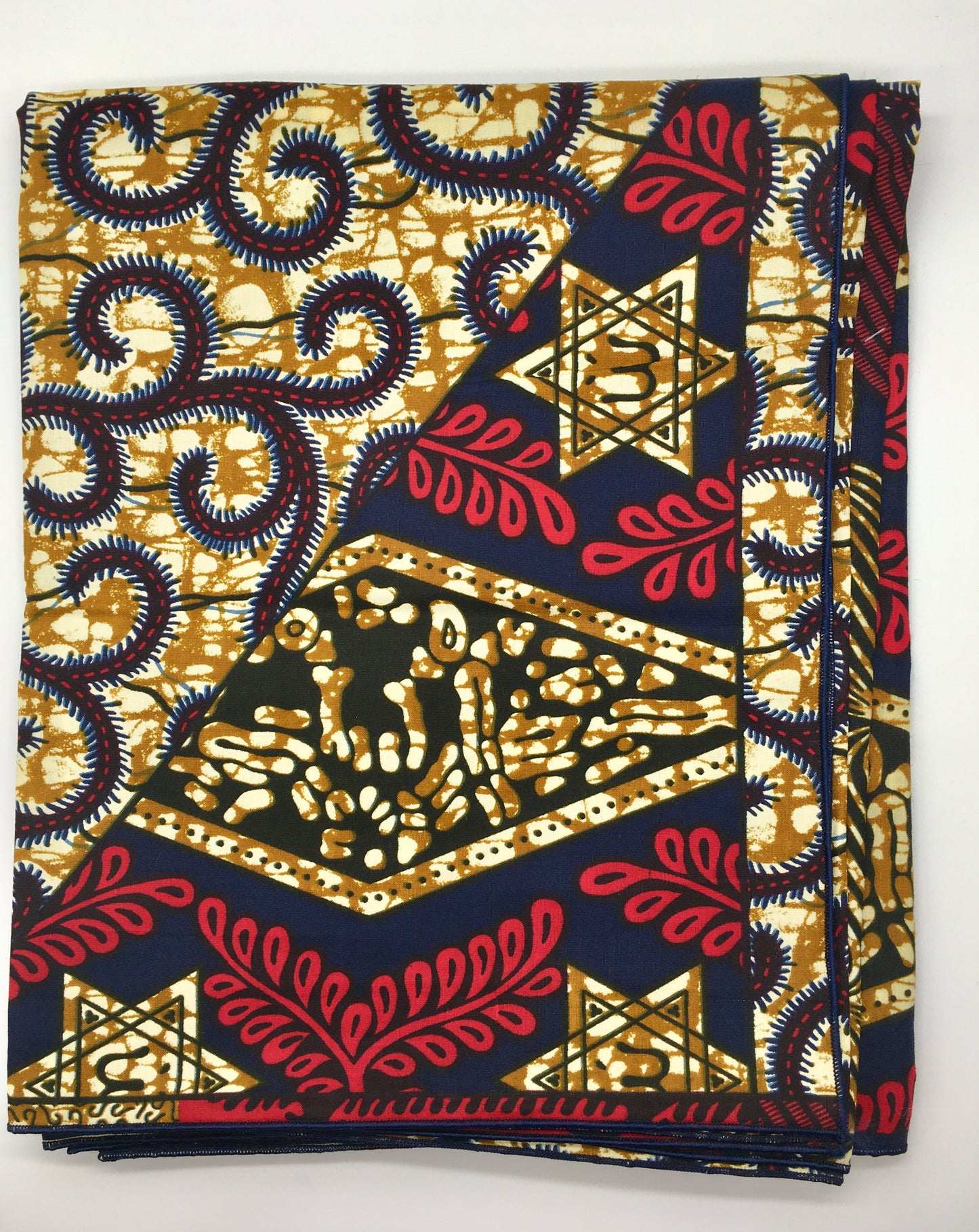Head Wrap: Gold, Navy Blue, and Red