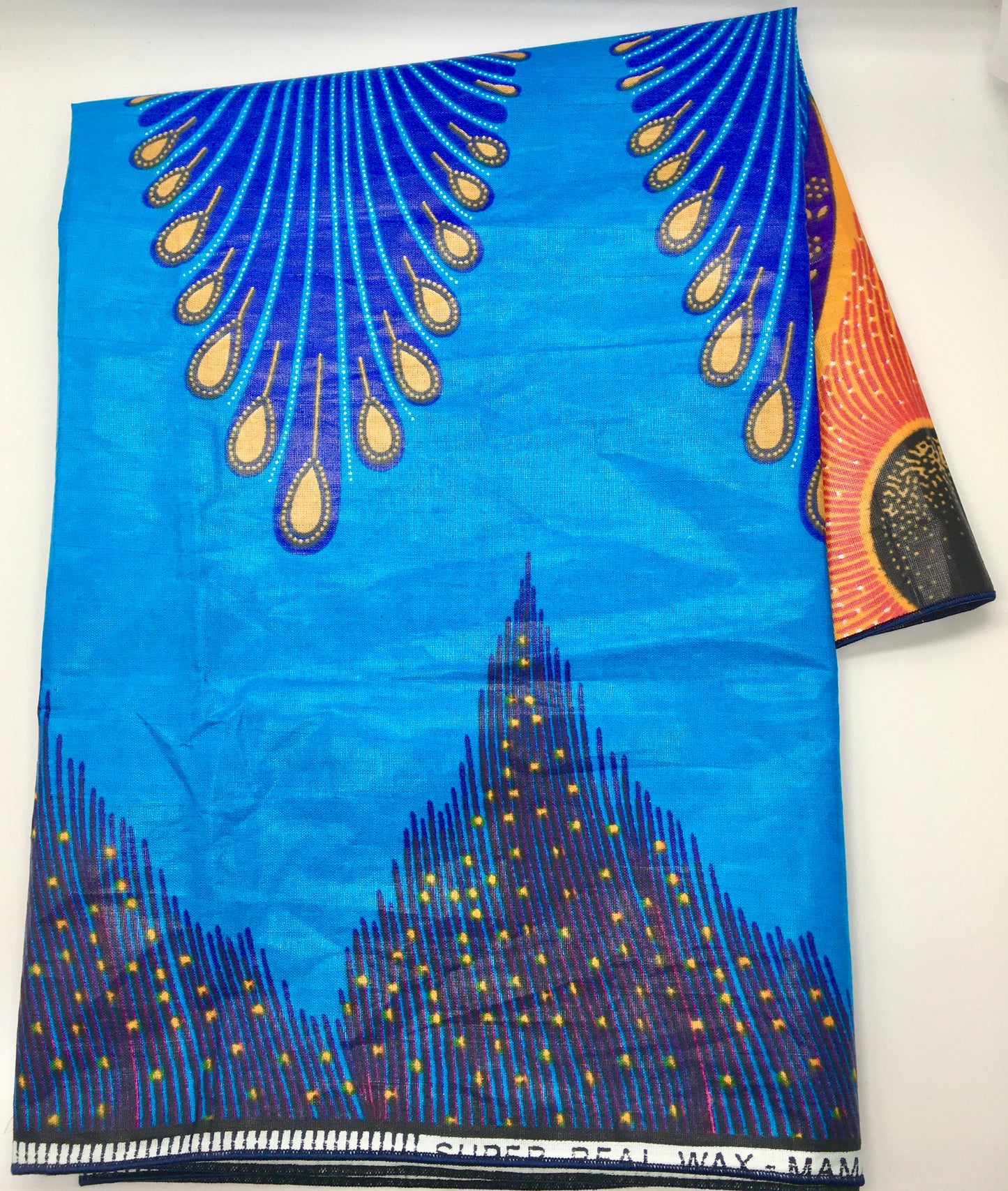 Head Wrap: Blue Peacock Feathers