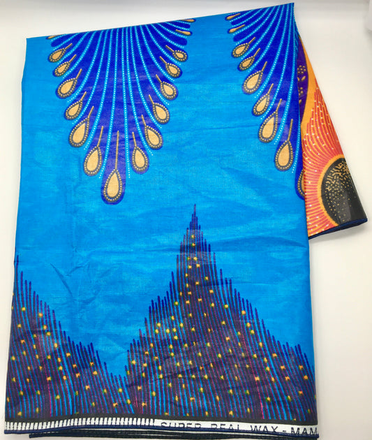 Head Wrap: Blue Peacock Feathers