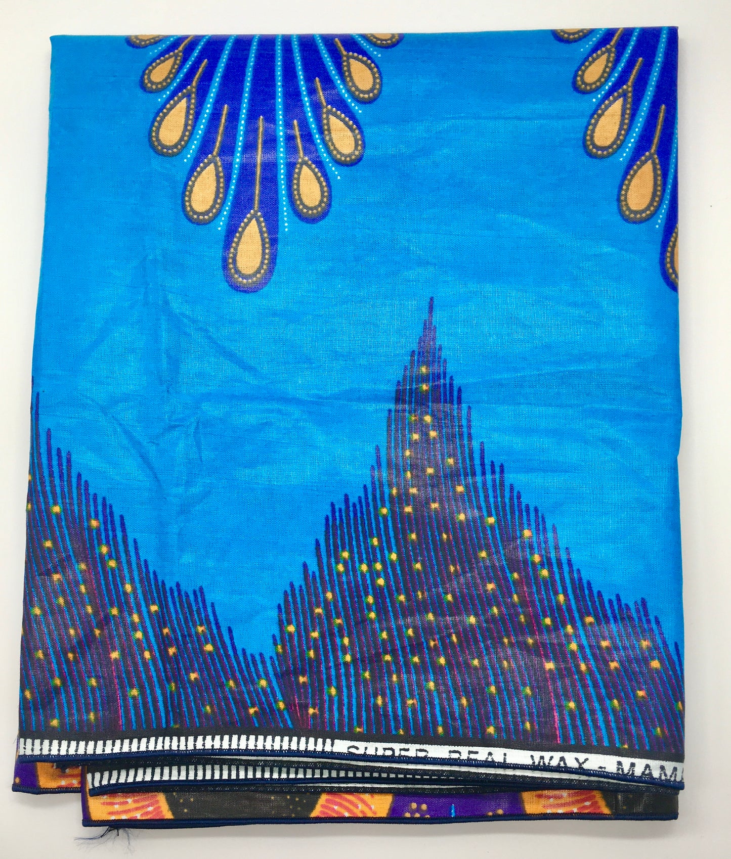 Head Wrap: Blue Peacock Feathers