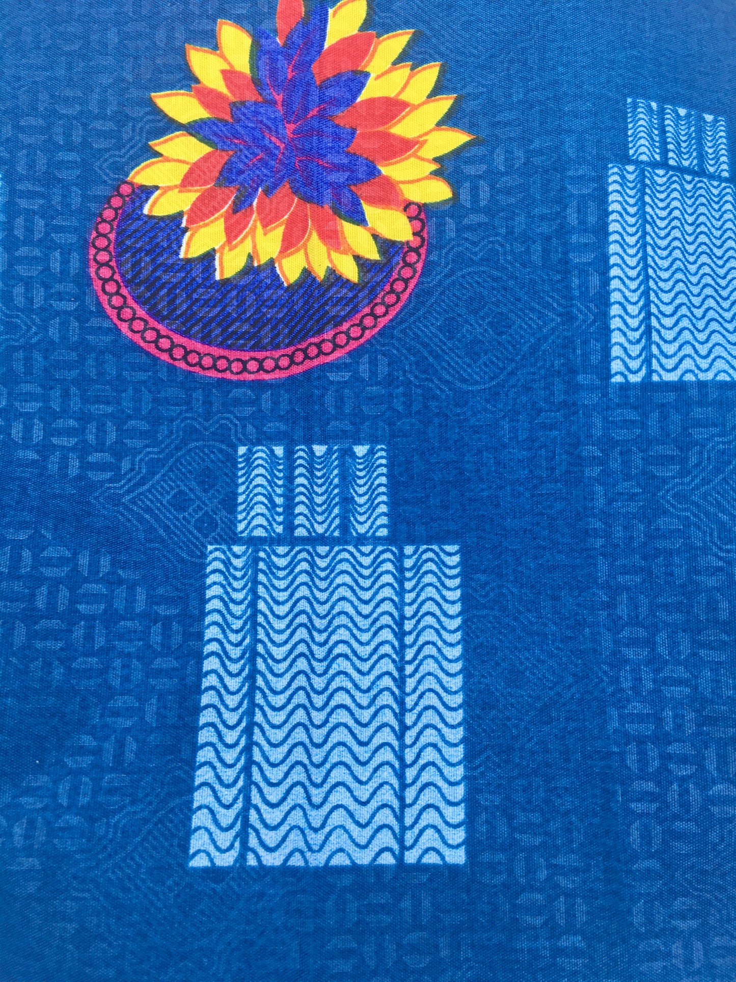 Medium Satin-Lined Bonnet: Flower Print 2- Red, Yellow, Blue