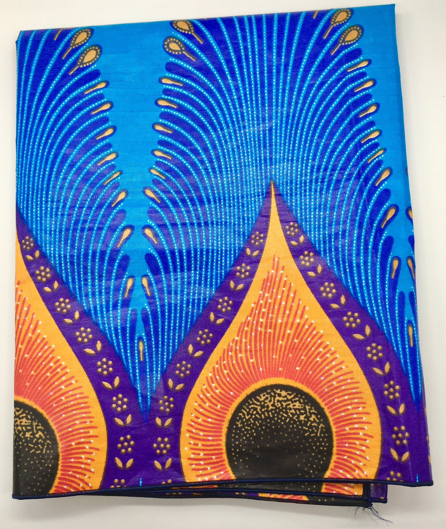 Head Wrap: Blue Peacock Feathers