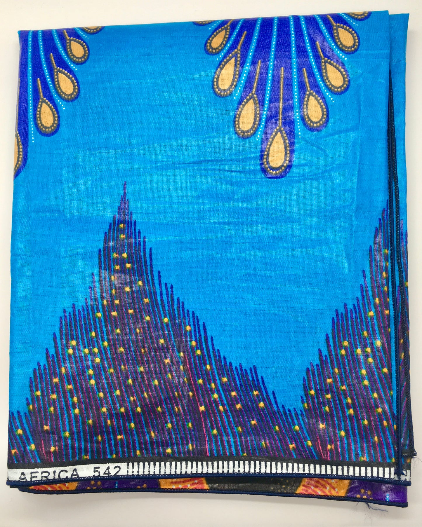 Head Wrap: Blue Peacock Feathers