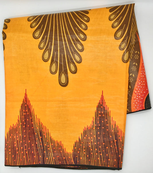 Head Wrap: Golden Peacock Feathers
