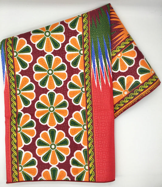 Head Wrap: Red - Multicolored Burst