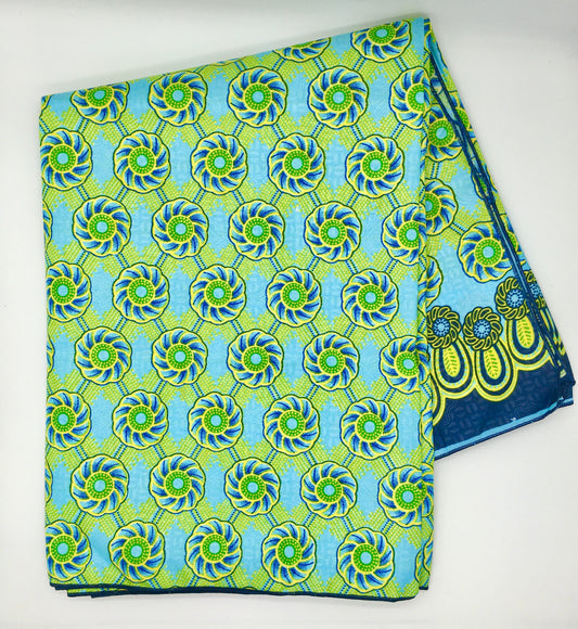 Head Wrap: Blue and Green Flowers