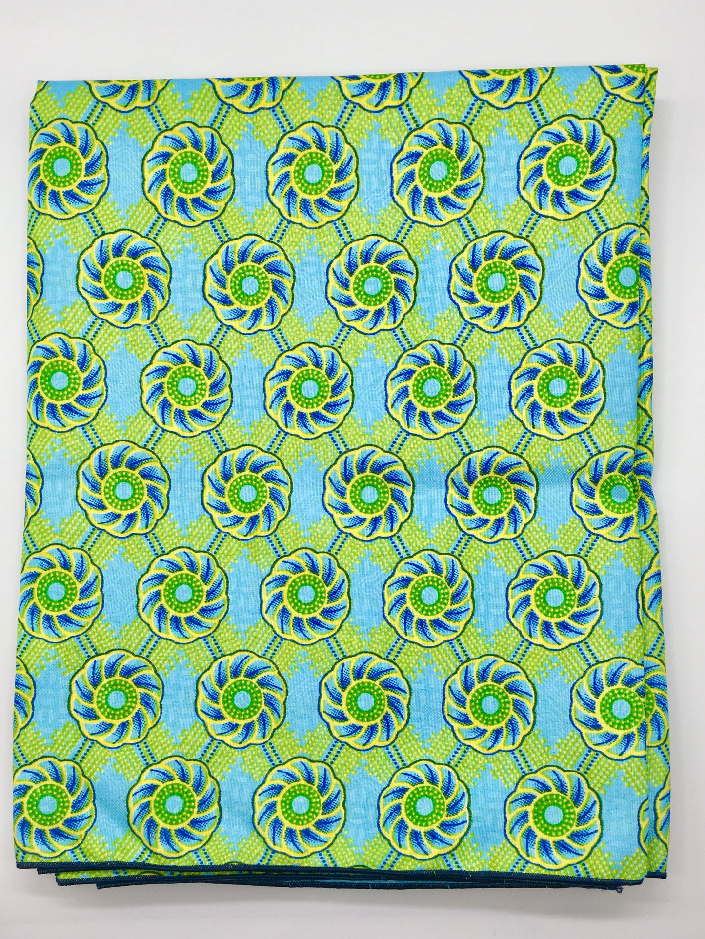 Head Wrap: Blue and Green Flowers