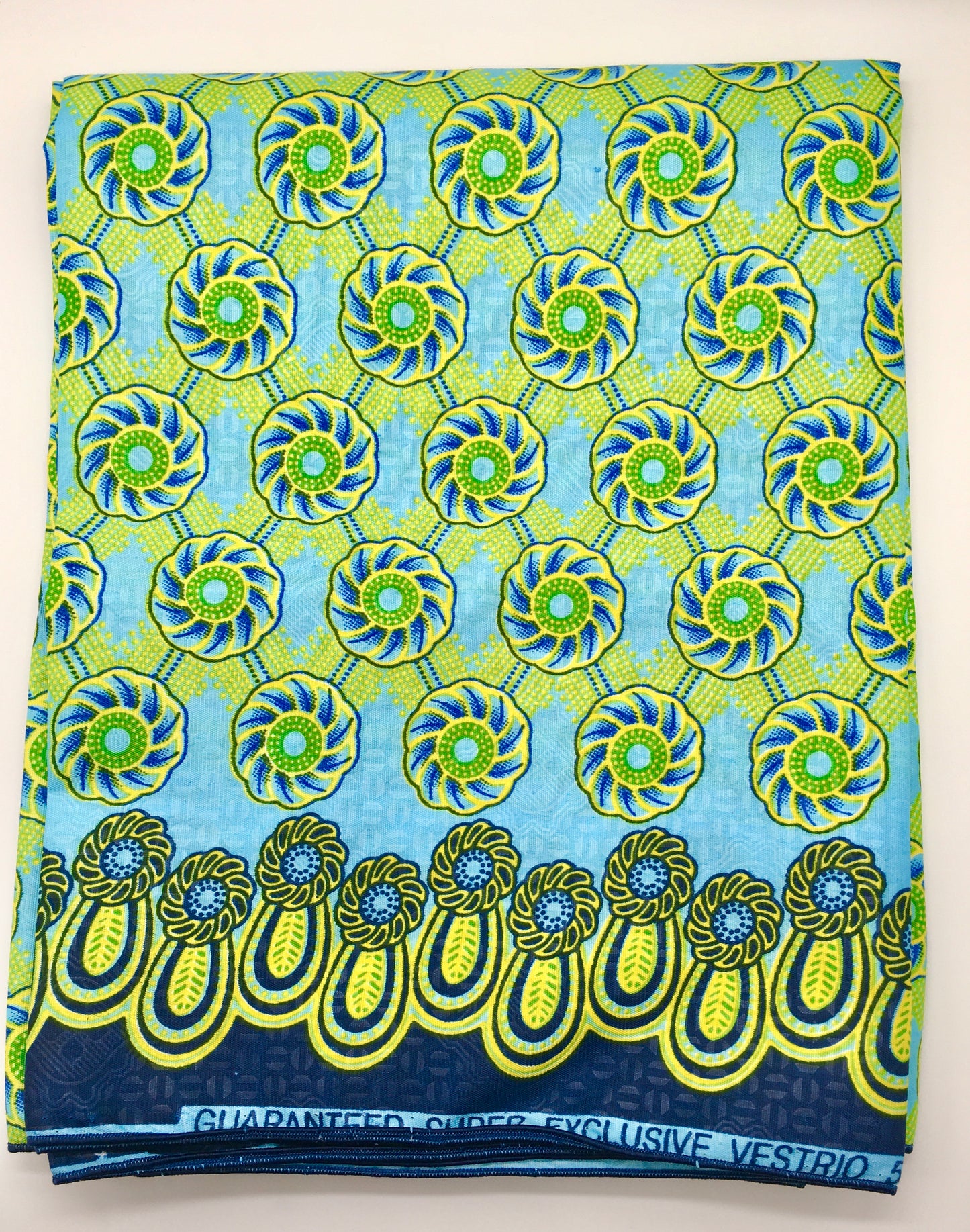 Head Wrap: Blue and Green Flowers