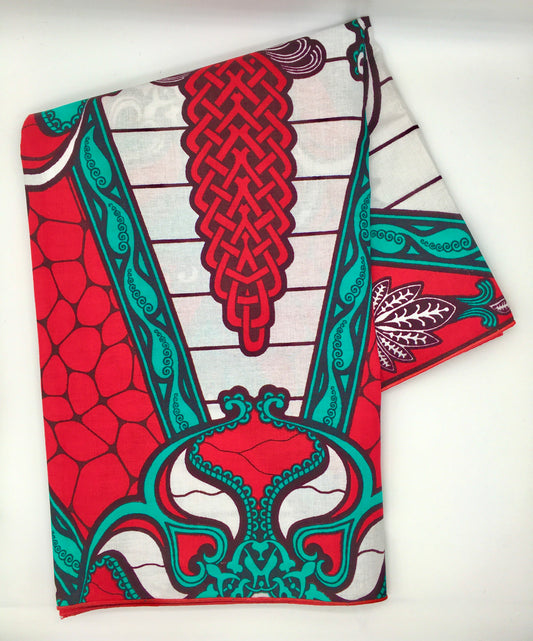 Head Wrap: Red, Turquoise, White, and Black