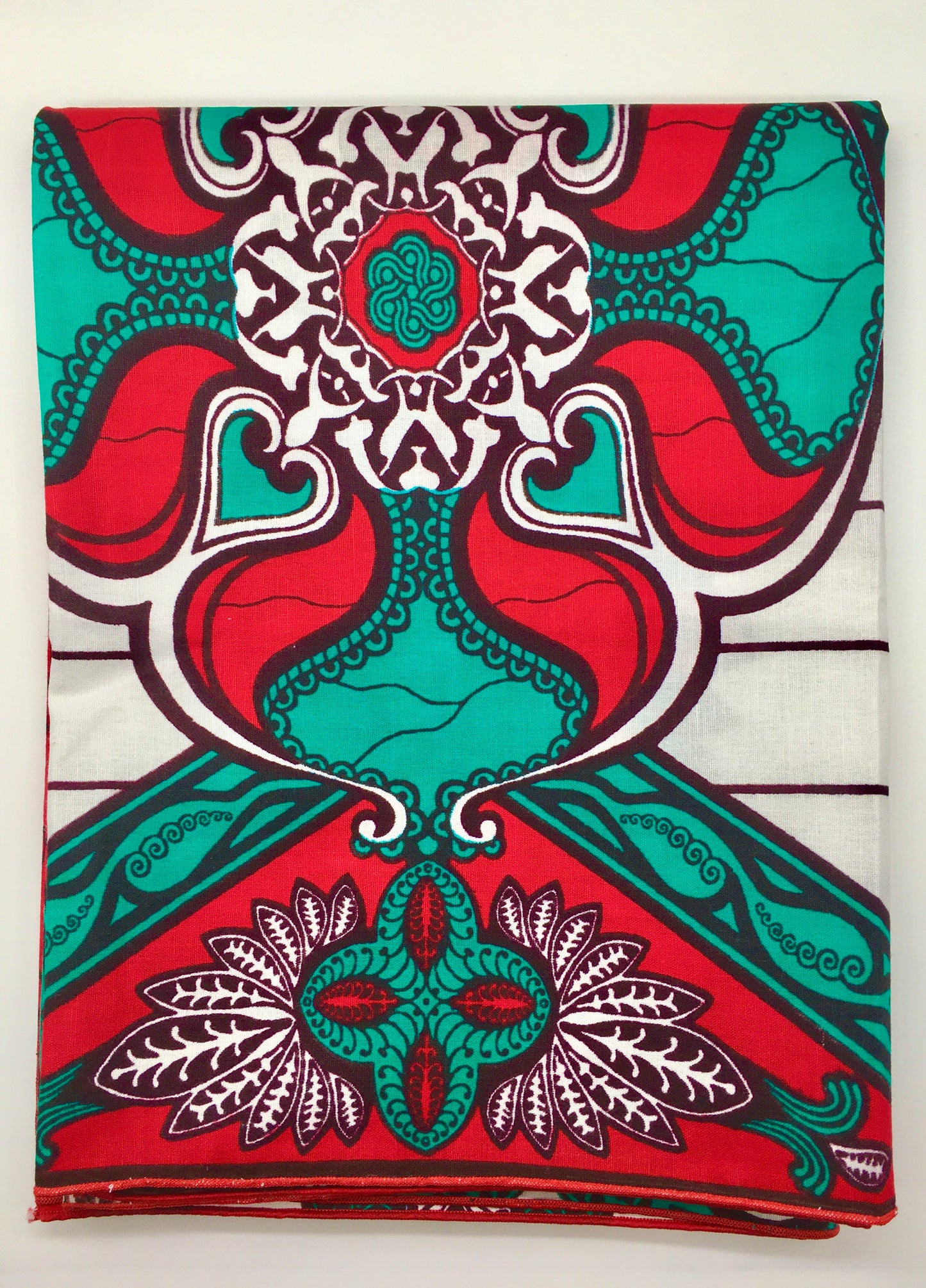 Head Wrap: Red, Turquoise, White, and Black