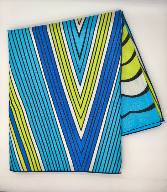Head Wrap: Turquoise, White, Black, and Lime Green