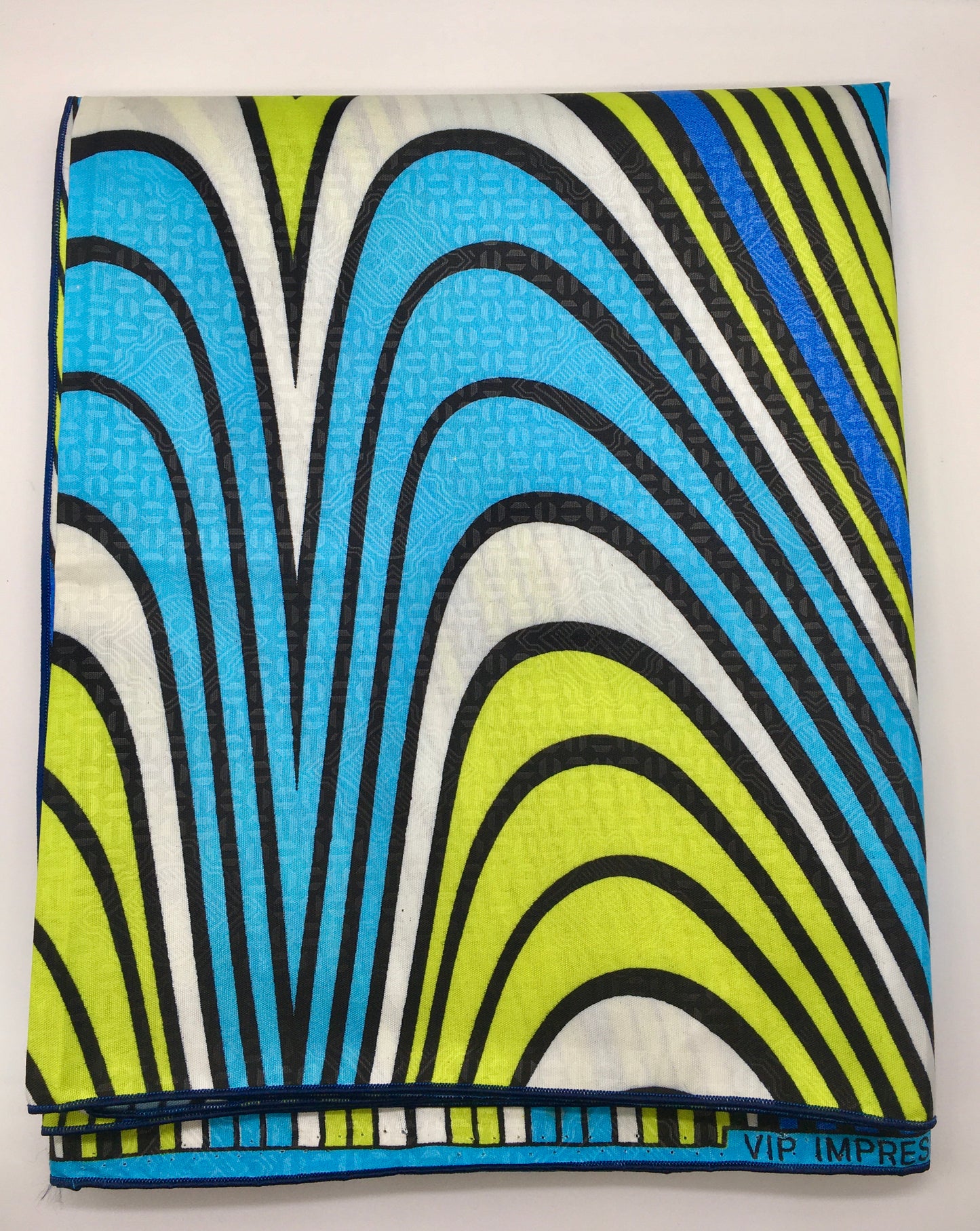 Head Wrap: Turquoise, White, Black, and Lime Green