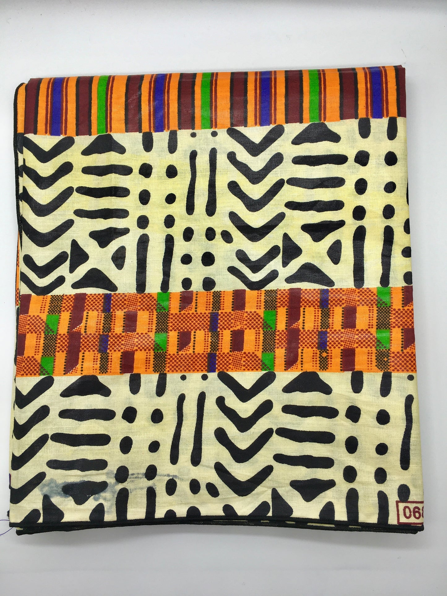 Head Wrap: Black and White - Multicolored Strips
