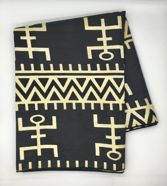 Head Wrap: Black and White Tribal Print