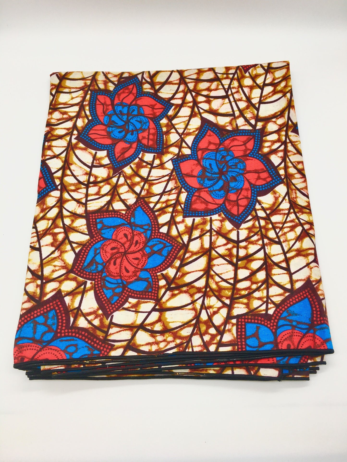 Head Wrap: Red and Blue Flowers