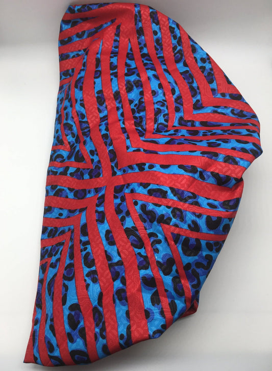 Medium Satin-Lined Bonnet: Red and Blue