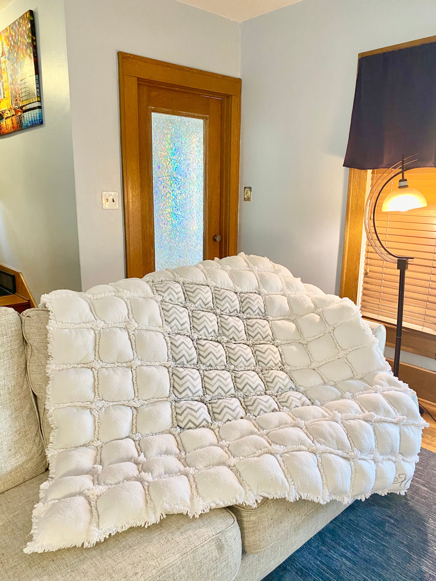 White Biscuit Rag Quilt