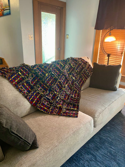 Navy Blue African Rag Quilt