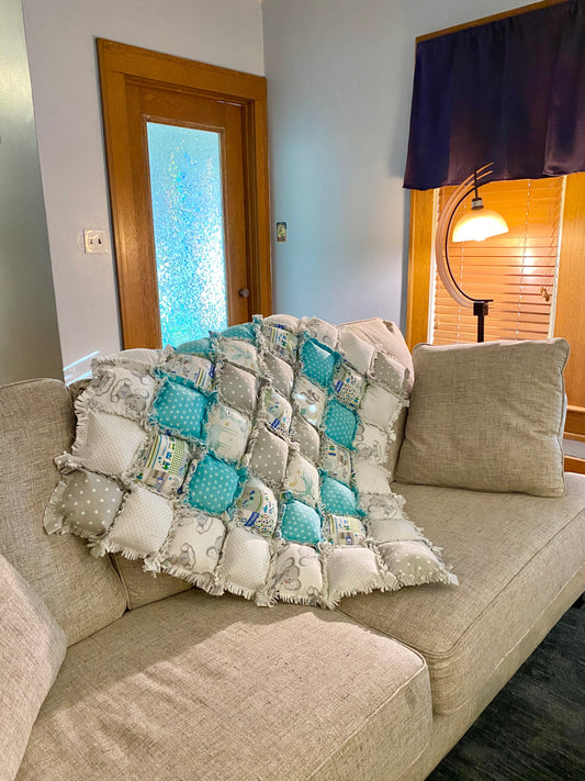 Elephant Dreams Biscuit Rag Quilt