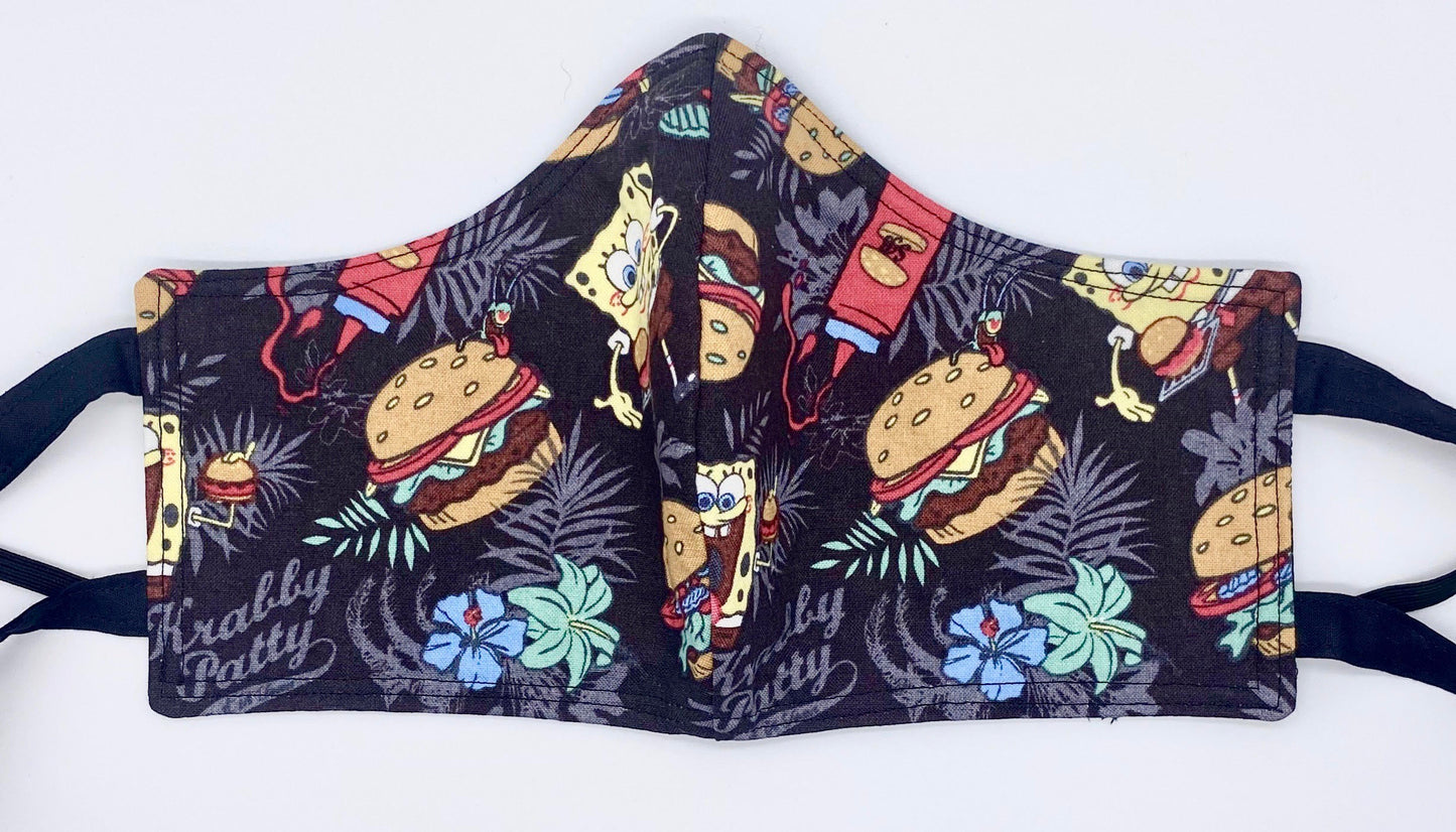 Spongebob Squarepants Licensed Print: Contoured Adult Face Masks (One Size Fits Most; Ages 11+)