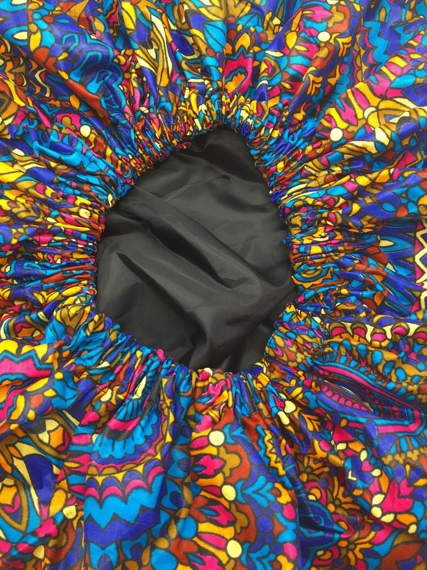 Medium Satin-Lined Bonnet: Multi-colored Swirls