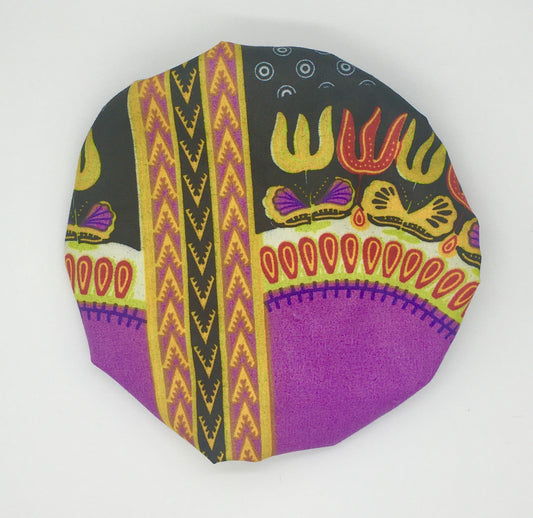 Baby Satin-Lined Bonnet: Purple Tribal Print