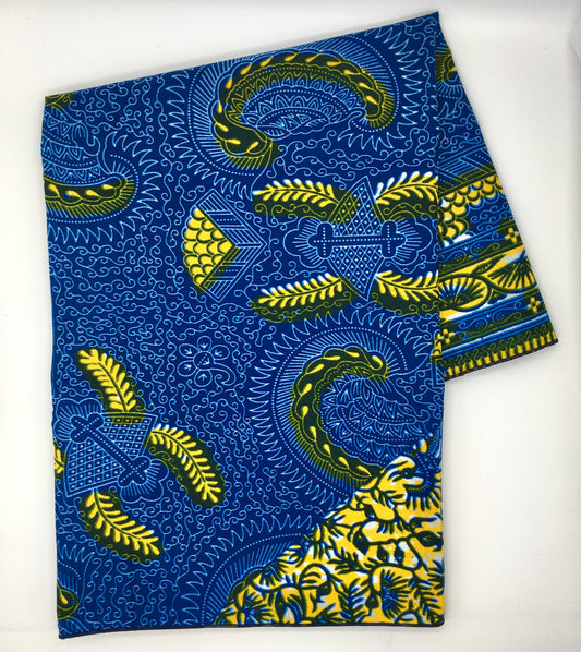 Head Wrap: Blue and Yellow Nature