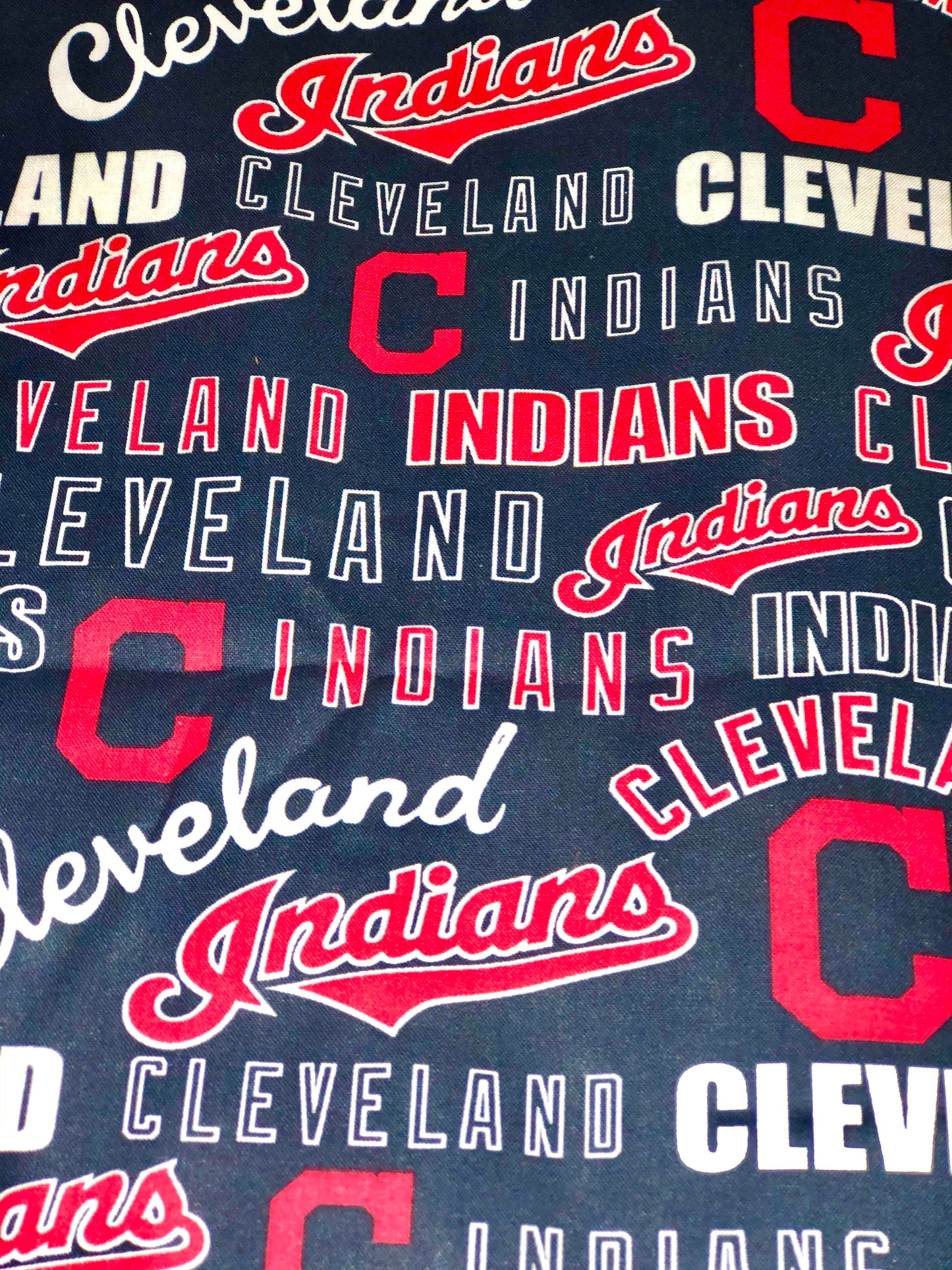 Licensed Print - Cleveland Indians Blue Background: Rectangle Kids Face Masks (One Size Fits Most; Ages 10 and under)
