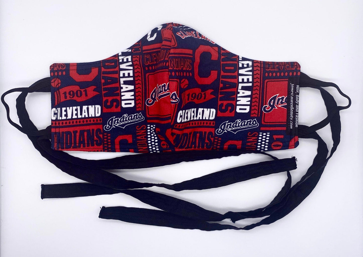 Licensed Print - Cleveland Indians Red Background: Contoured Adult Face Masks (One Size Fits Most; Ages 11+)