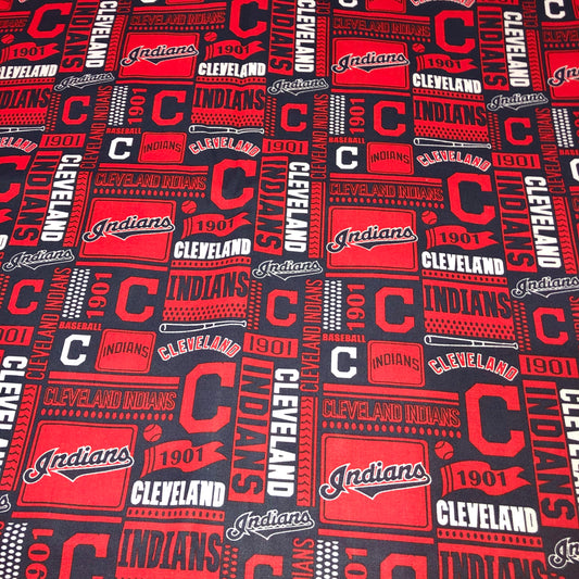 Licensed Print - Cleveland Indians Red Background: Rectangle Adult Face Masks (One Size Fits Most; Ages 11+)