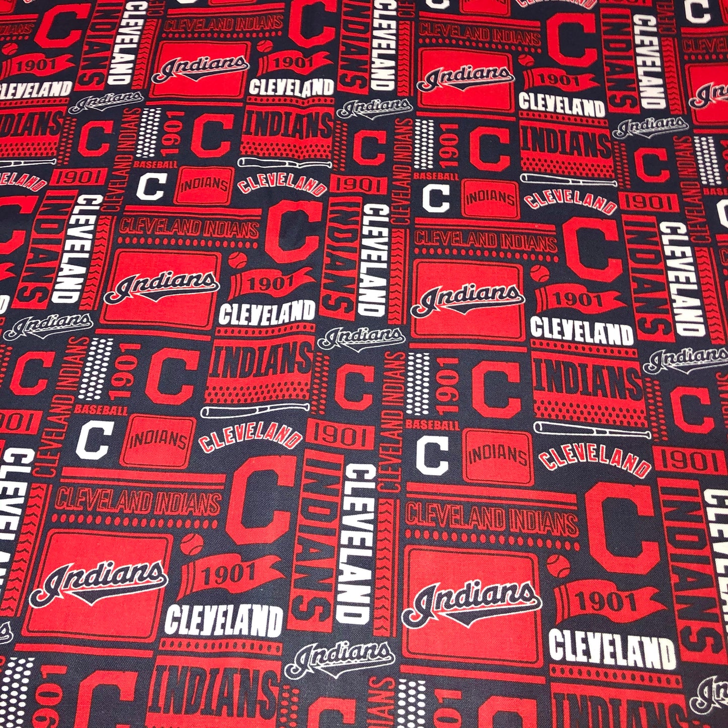 Licensed Print - Cleveland Indians Red Background: Rectangle Adult Face Masks (One Size Fits Most; Ages 11+)
