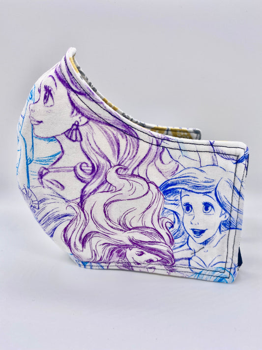 Licensed Print - Disney's The Little Mermaid: Contoured Adult Face Masks (One Size Fits Most; Ages 11+)