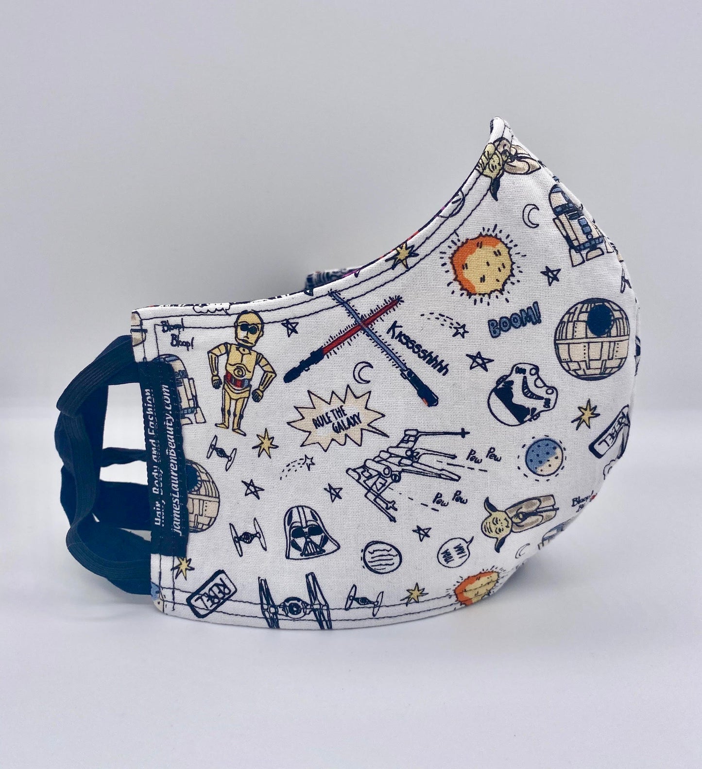 Star Wars Cartoon - White Licensed Print: Contoured Adult Face Masks (One Size Fits Most; Ages 11+)